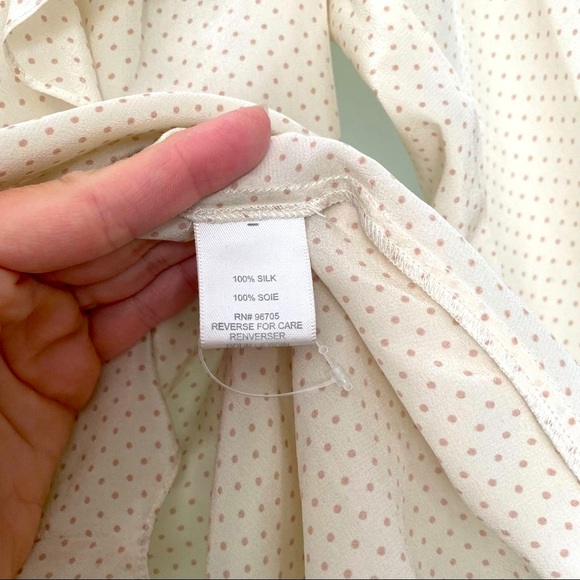 Rebecca Taylor cream ivory silk blouse ruffle pink dot size 2 - Picture 6 of 10